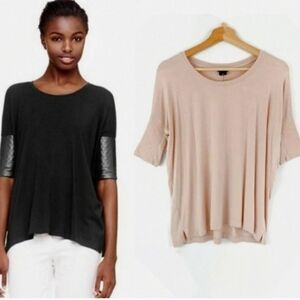 Club Monaco Quilted Leather Detail Short Sleeve Top Size Medium Tops